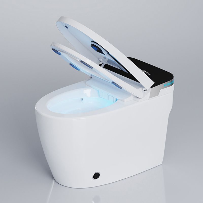 White Elongated Floor Standing Bidet with Heated Seat and Foot Sensor