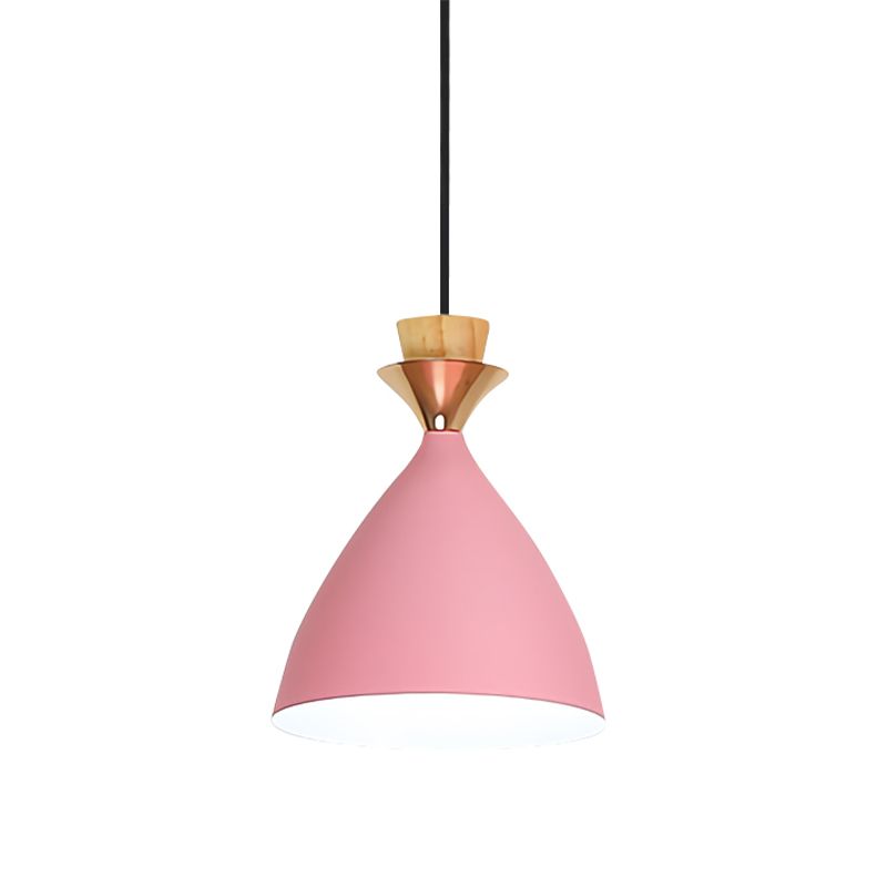 Pink Conical Pendulum Light Modern Style 1 Light Metal Hanging Lamp Kit for Living Room
