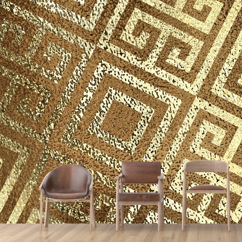 Symmetric Foil Mural Decal Art Deco Non-Woven Cloth Wall Covering in Gold for Home