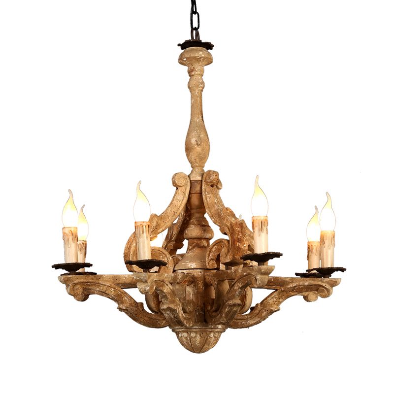 Lampe à lustre en bois de bougie en bois
