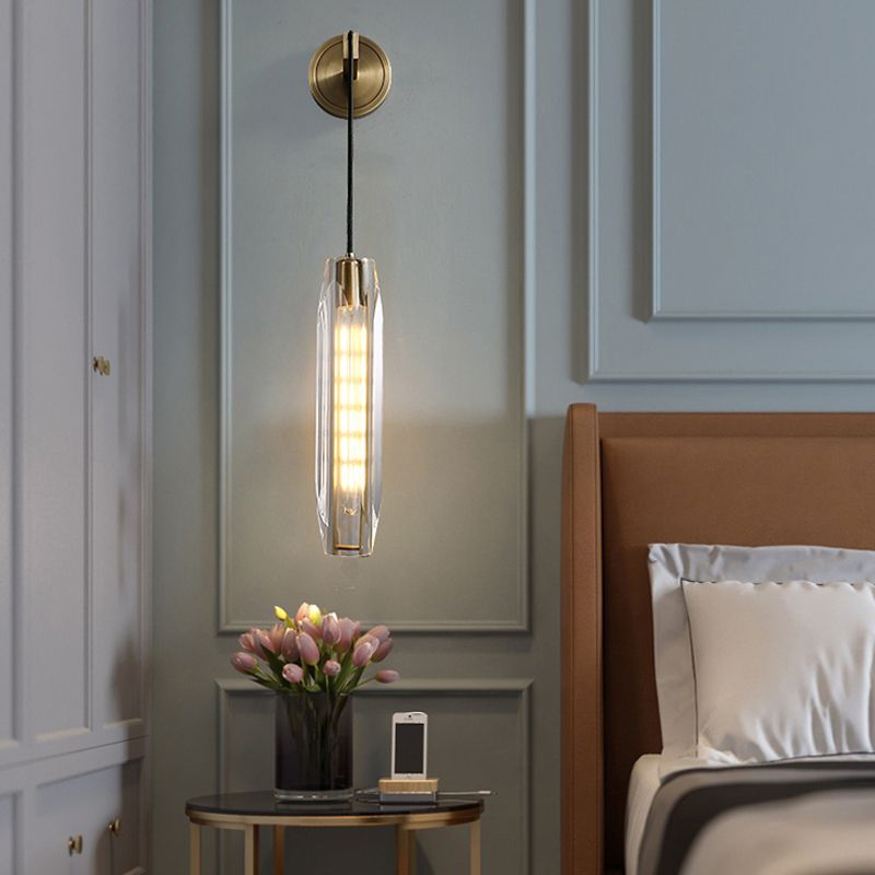 Oval Shade Crystal Wall Sconce Modern Style 1 Light Wall Mount Light Fixture