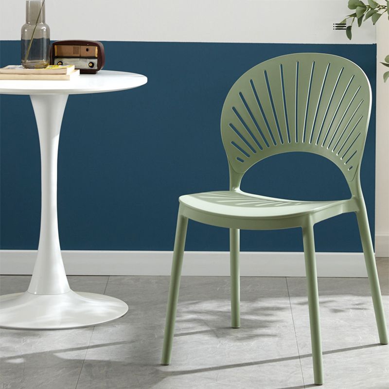 Silla de comedor escandinava de plástico, silla lateral con respaldo abierto para cocina
