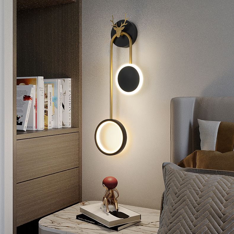 Round Shape Wall Lights Modern Style Metal 2-Light Wall Mount Lights