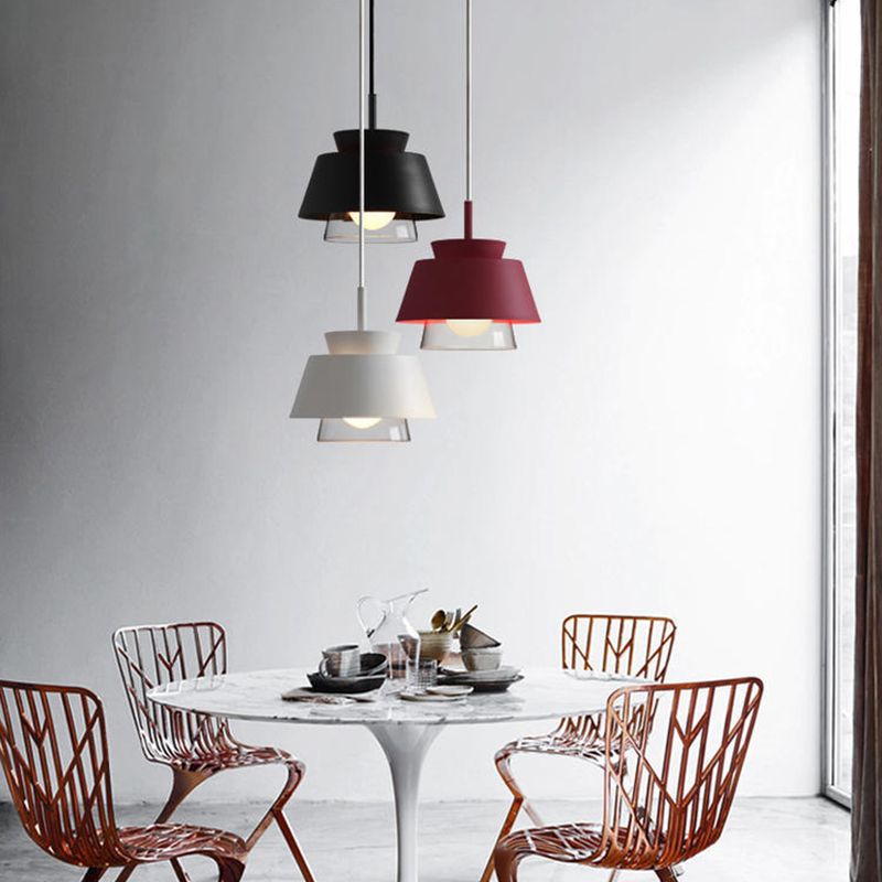 Metal Barrel Hanging Lights Modern Macaron Style 1 Light Pendant Light pour salle à manger