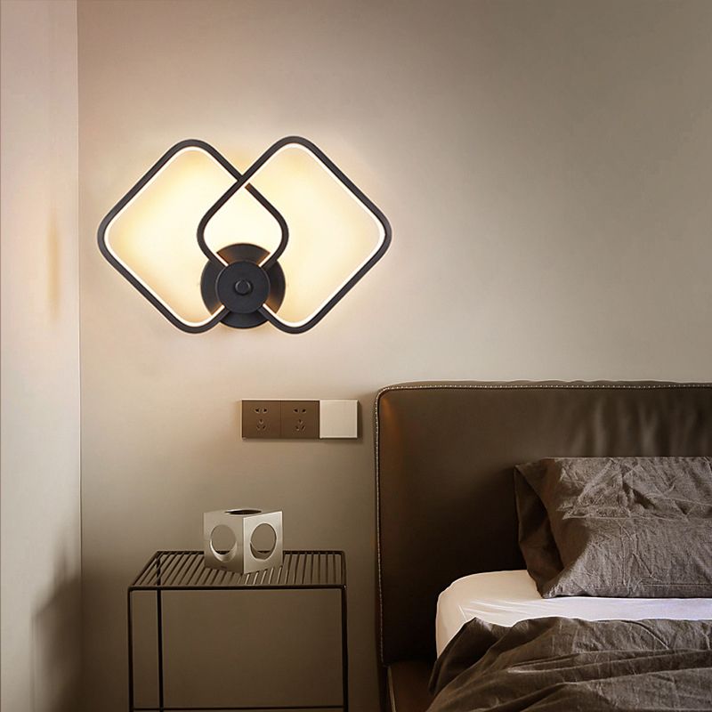 1 Light Unique Shade Murce Murce Modern Simple Style Wall Lighting en noir pour la chambre