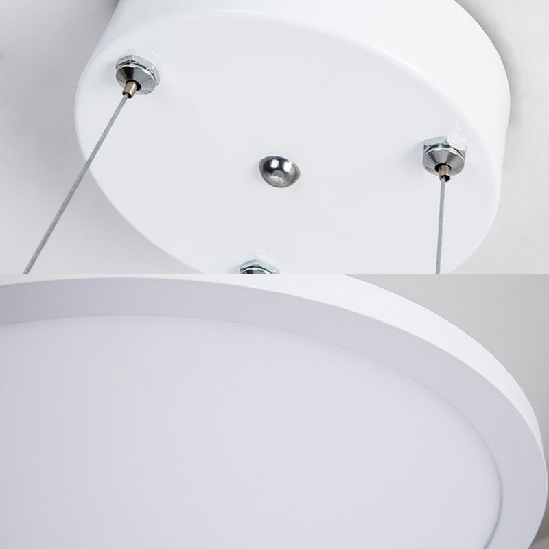 16"/19.5" Wide Plate Hanging Lamp Modern Metal Led White Ceiling Pendant Light for Office in White Light/Remote Control Stepless Dimming/Third Gear