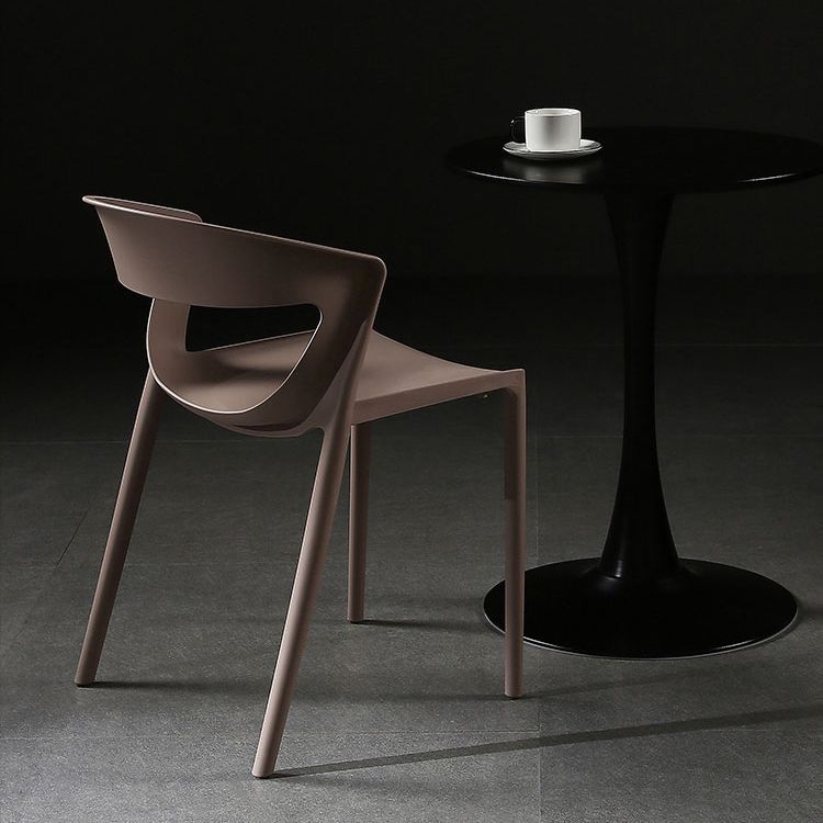 Silla lateral de comedor con respaldo abierto de estilo escandinavo, silla sin brazos de comedor de plástico para el hogar