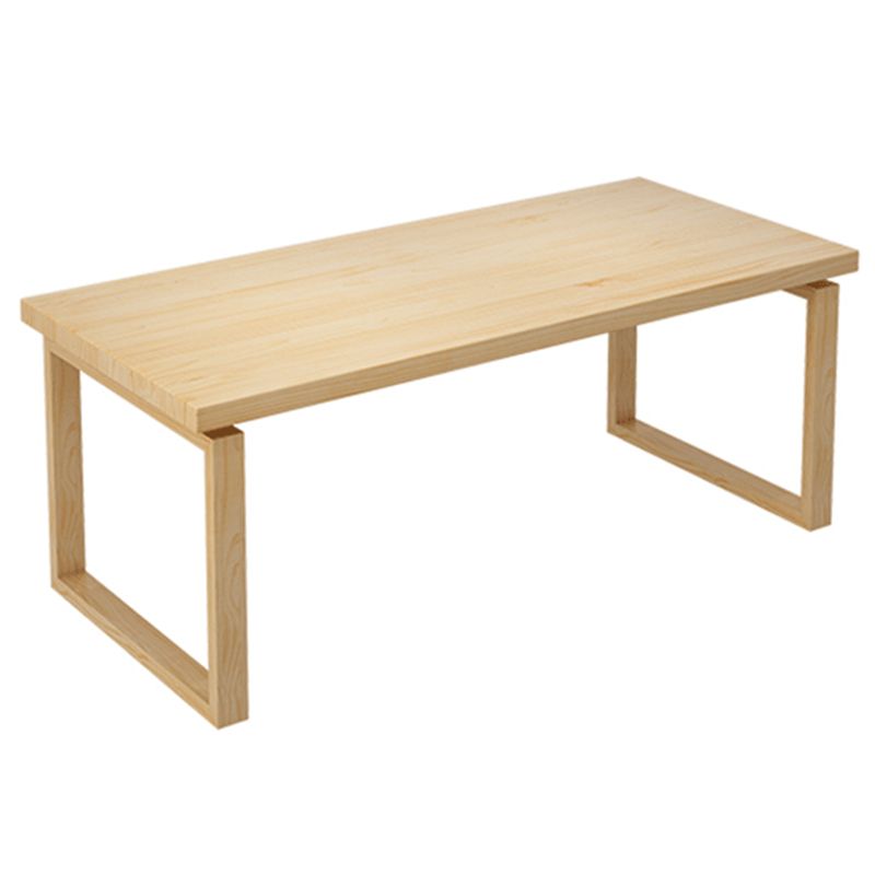 Rectangle Double Pedestal Dining Table Modern Pine Wood Table for Kitchen Dining Room