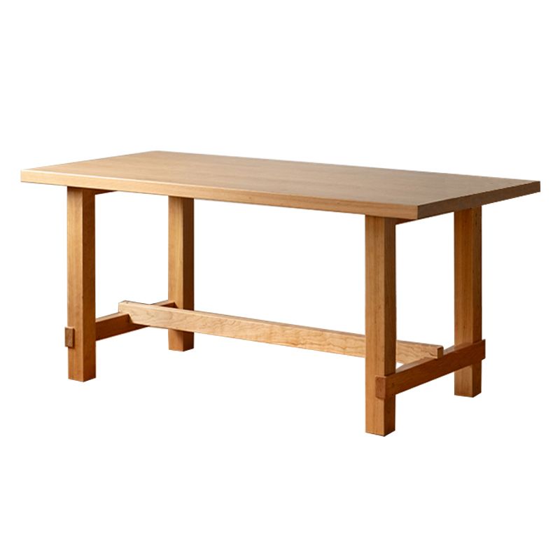 Contemporary Rectangular Solid Wood Tabletop Dining Table with Trestle