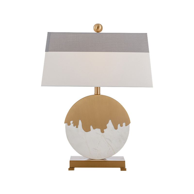 Pagode stoffen tafel licht eigentijds enkel messing en witte nachtkastje lamp met ronde basis