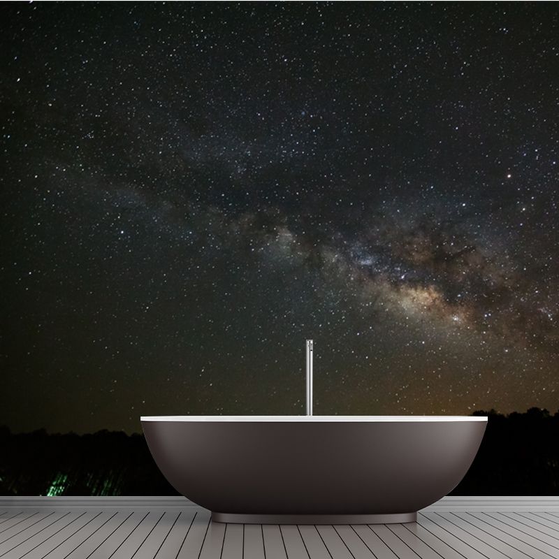 Galaxy View from Mountain Mural Modern Waterproof Home Wall Art, Custom-Made, Dark Grey-Black