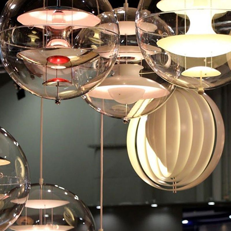 Clear Ball Shade Hanging Light Modern Pendent Lighting Fixture for Drawing Room
