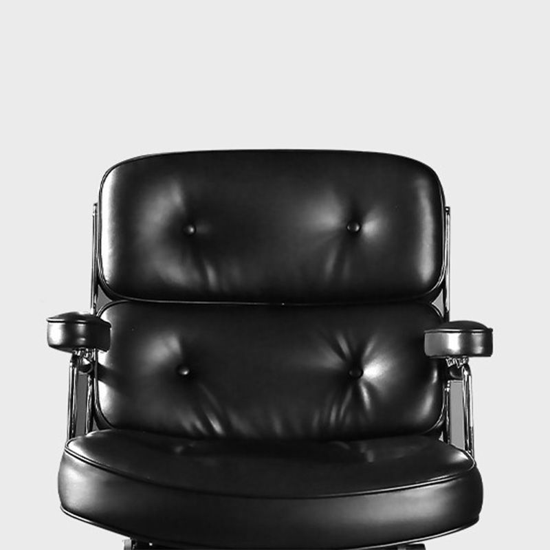 27.16" L x 25.98" W x 36.22" H Genuine Leather Arm Chair with Wheels for Bedroom
