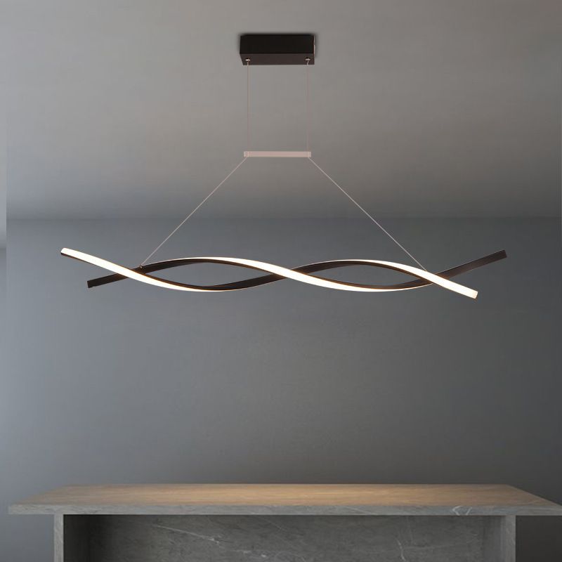 2-Lights Linear Island Light Nordic Aluminum LED Island Pendant for Living Room