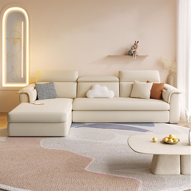 Scandinavian Fabric Sofa Bed Cushion Back Flared Arms with Storage Sleeper Sofa