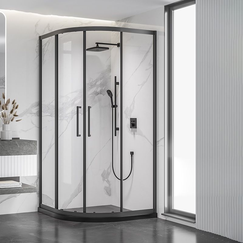 Neo-round 304 Stainless Steel Shower Kit Clear Double Sliding Shower Enclosure