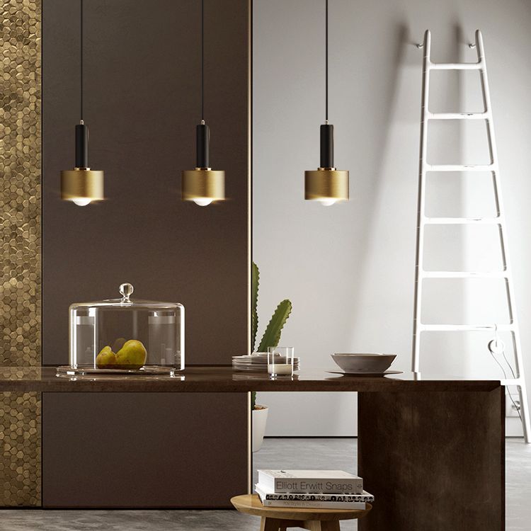 Contemporary Pendant Light Kit Gold Shaded Hanging Ceiling Light with Metal Shade