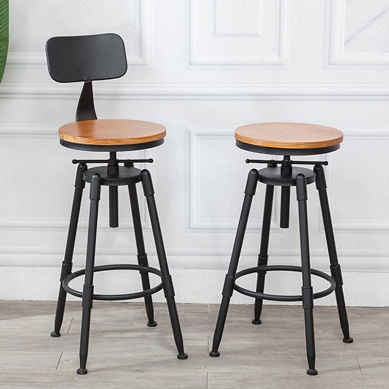Industrial Armless Elevatable Counter Stool Iron Bar Stool with Pedal for Cafe