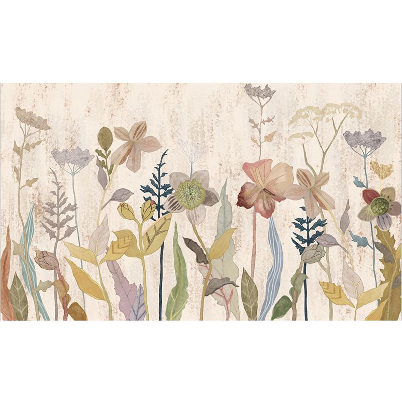 Moisture Resistant Floral Wall Mural Custom Size Trendy Wall Art for Living Room