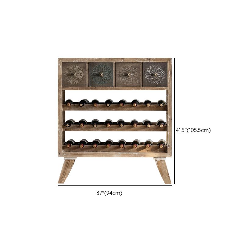 Modern Freestanding Solid Wood Wine Bottle Holder in Natural Wood