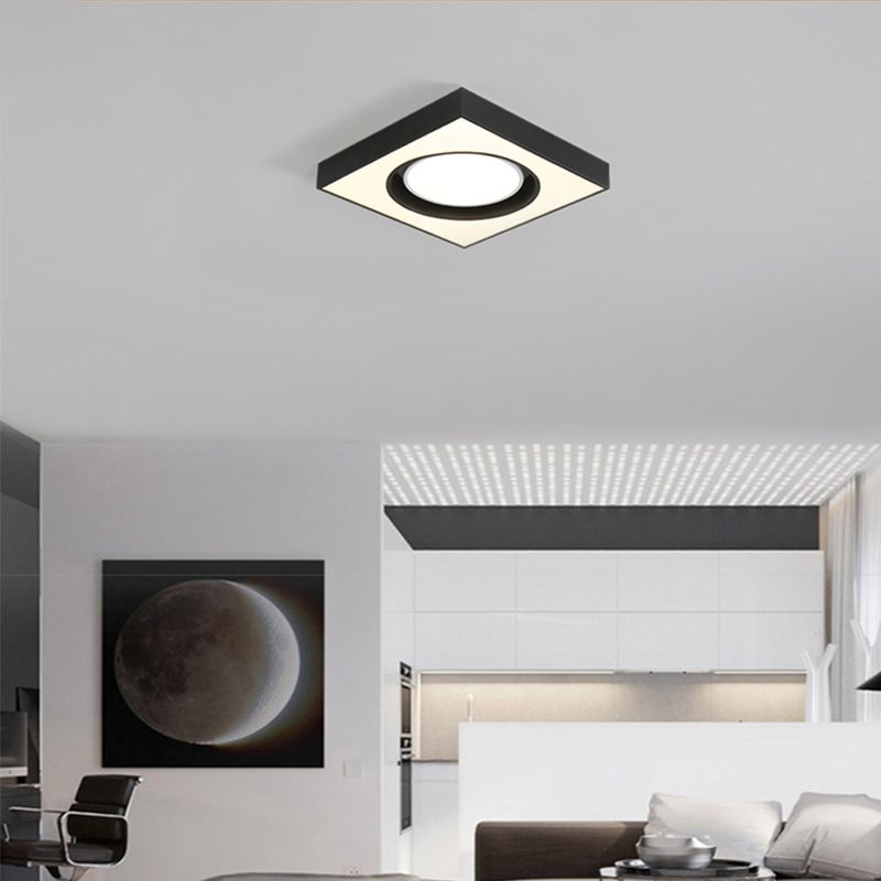 Luz empotrada LED moderna cuadrada de acrílico para montaje en techo en blanco y negro para sopa de tela