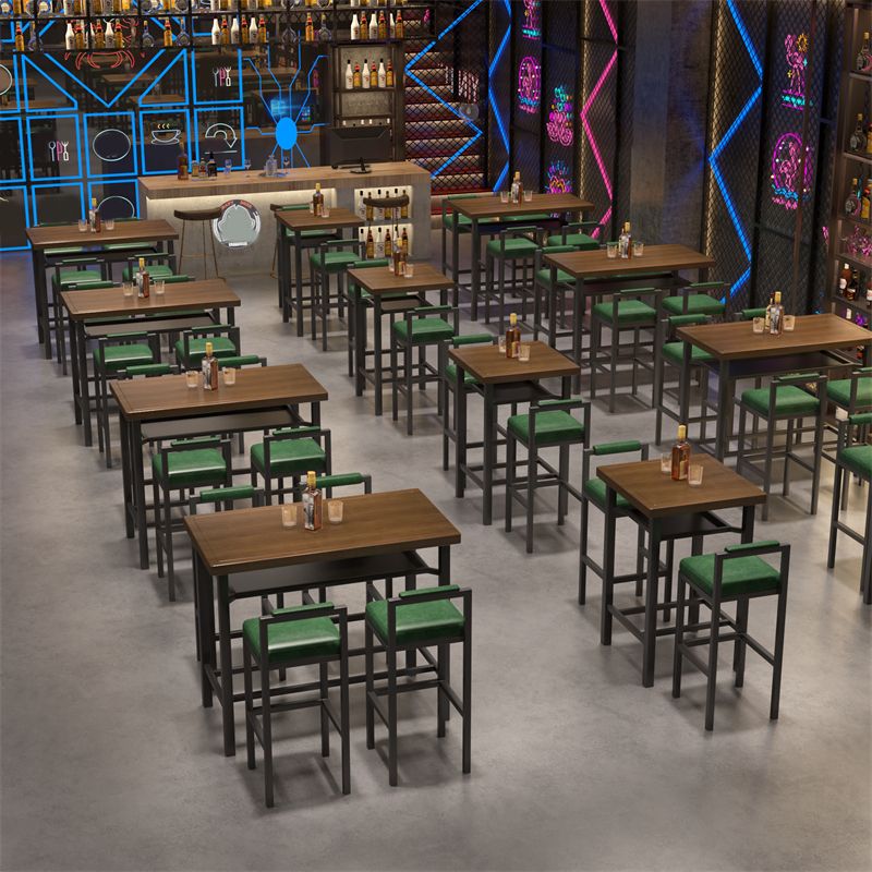 Modern 1/2/5 Pieces Bar Table Set Pine Wood Counter Table with High Stools