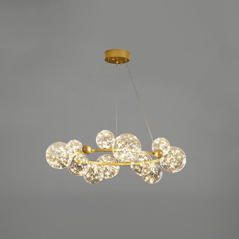 Simple Led Chandelier Light Multi Head Pendant Light with Glass Shade for Living Room