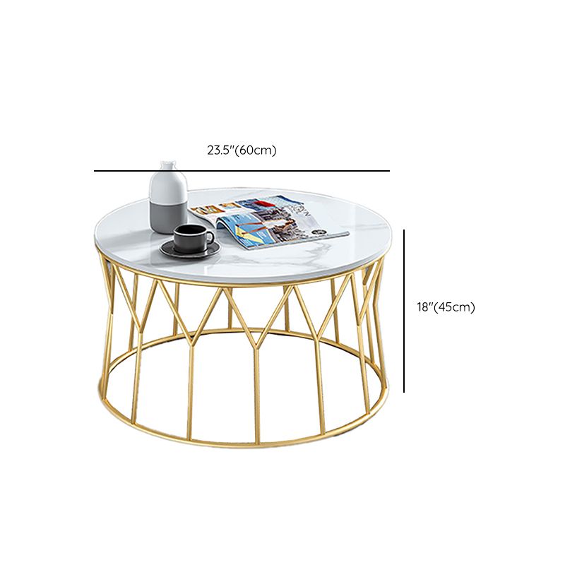 Frame Glam Cocktail Table Stone Round Nesting Coffee Table Set