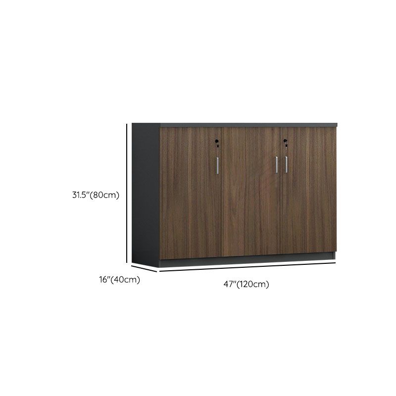 Nordic Lateral Filing Cabinet Brown Wooden Frame Key Locking File Cabinet