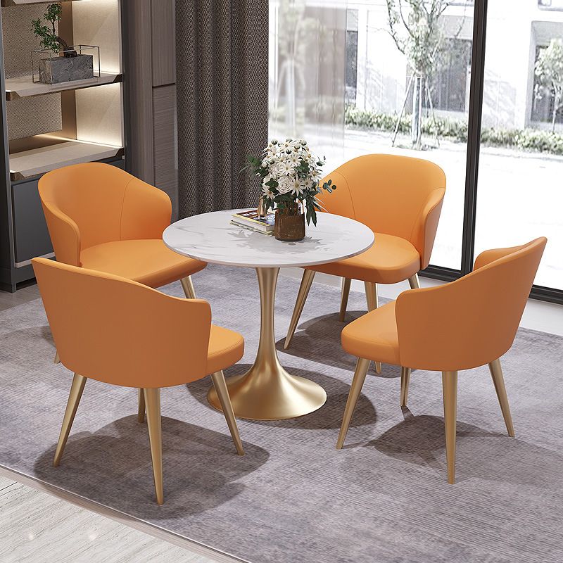 Glam Round Sintered Stone Dining Table Set 1/3/4/5 Pieces Dining Set