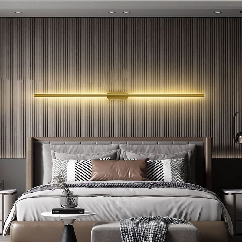 Modern Minimalist Linear Wall Mounted Light Fixture Silica Gel Wall Lighting Ideas In Gold Finish