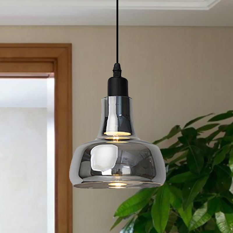 White/Black Bowl/Cone/Saucer Pendant Lamp Modernist 1 Light Glass Led Hanging Ceiling Light in White/Warm Light