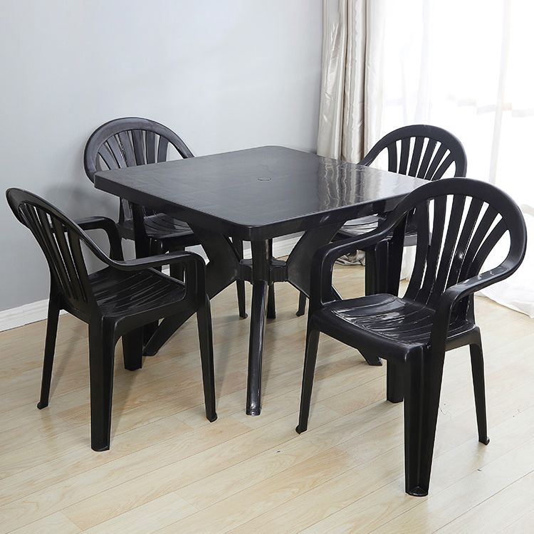 Silla lateral de plástico contemporánea con respaldo Windsor, silla lateral apilable para uso doméstico