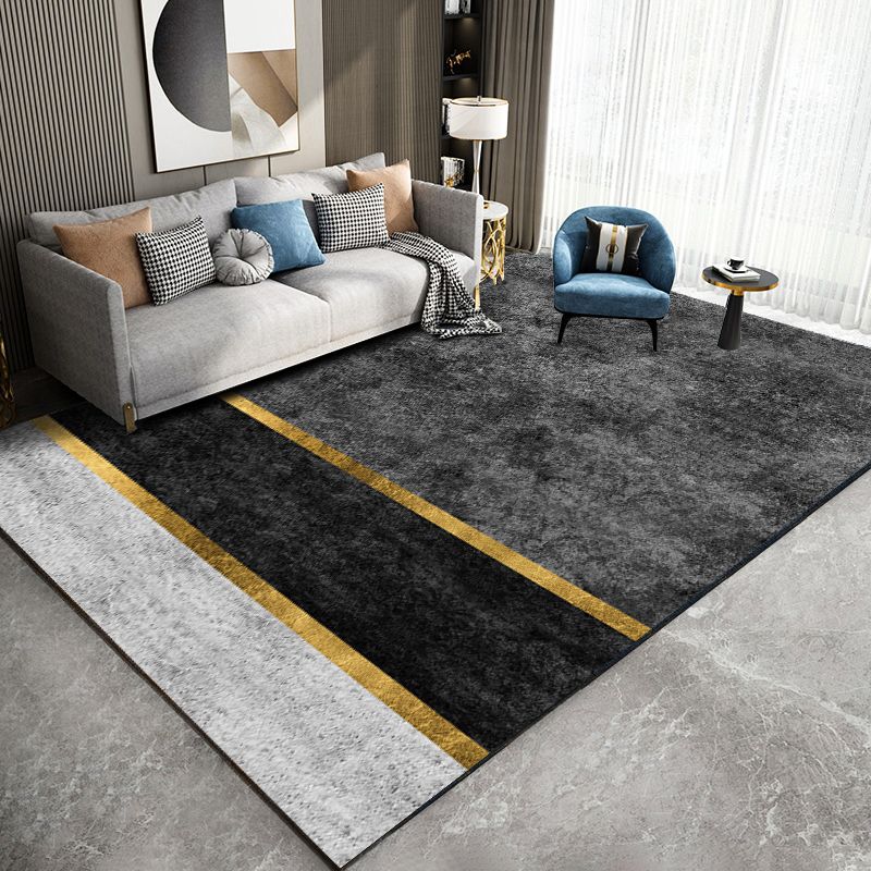 Atrovirens Washable Carpet Leisure Contrast Panel Area Rug Polyester Area Carpet for Living Room
