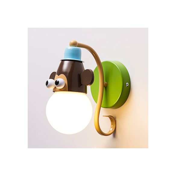 Dierenhoofd kleuterschool muur licht metaal metalen licht moderne schattige sconce lamp in groen