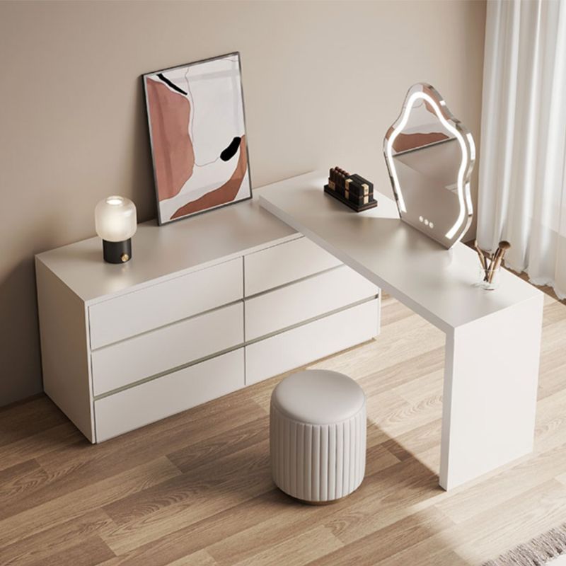 Contemporary Solid Wood White With Drawer Bedroom Makeup Vanity Desk