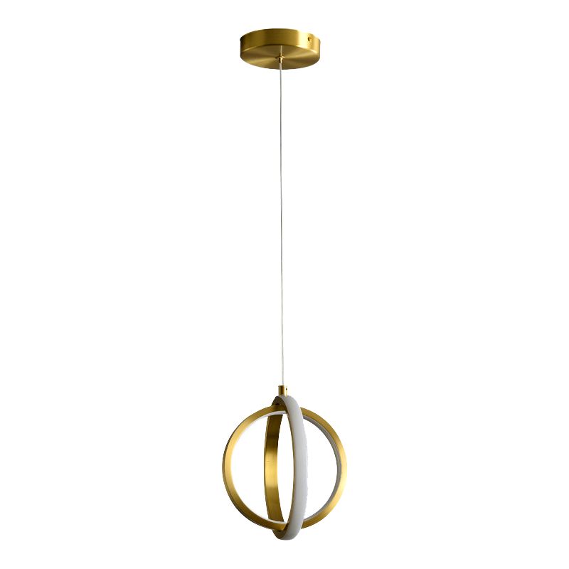 Gold Dual Ring Mini Pendant Light Kit Simplicity LED Metallic Down Lighting Pendant
