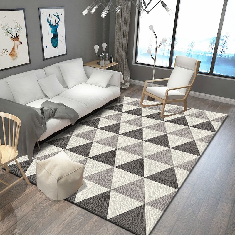 Fancy Geometric Pattern Area Rug Modern Greay Area Rug Polyester Stain Resistant Rug for Home Decor