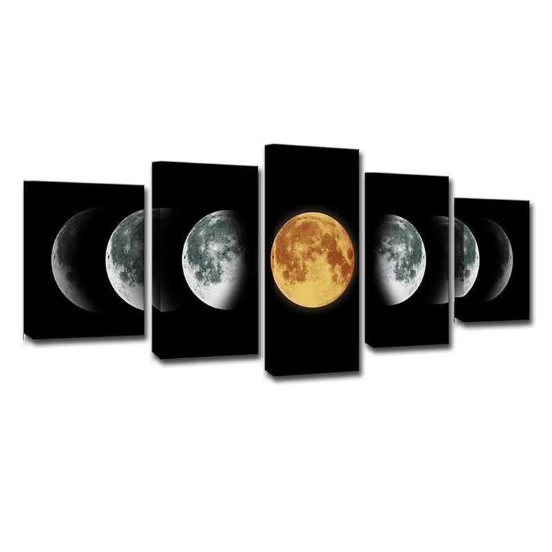 Black Lunar Eclipse Art Print Astronomy Contemporary Multi-Piece Wall Decor for Home