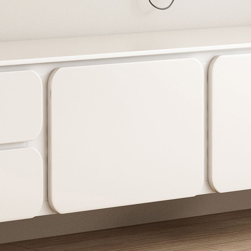 4 Legs White Slate Rectangular Cocktail Table with Storage Drawers