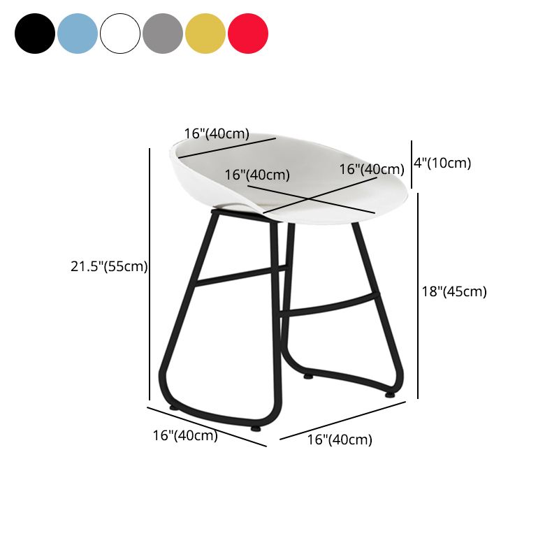 Simple Iron Low Back Barstool Nordic Indoor Tall Stool with Bucket Seat