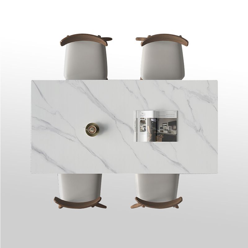 1/3/4/5 Pieces Ash Wood Dining Table Set with White Sintered Stone Top Modern Dinette Set