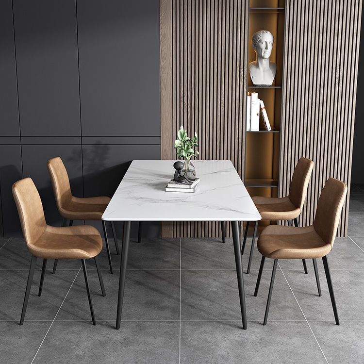 Stone Top Table 4 Legs Rectangle Dining Table for Home Kitchen Dinner