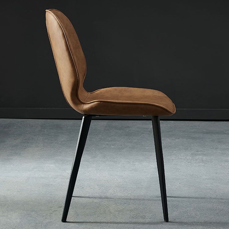 Sillas con respaldo de estilo industrial, sillas sin brazos de comedor de cuero para cocina