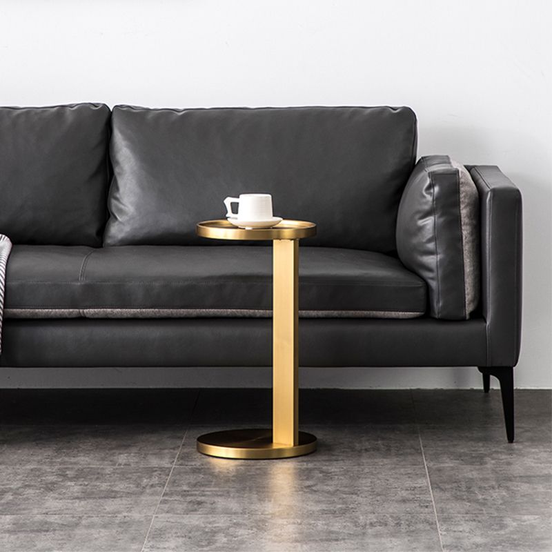 Rustic Accent Side Table Metal Pedestal Round Living Room Corner Table