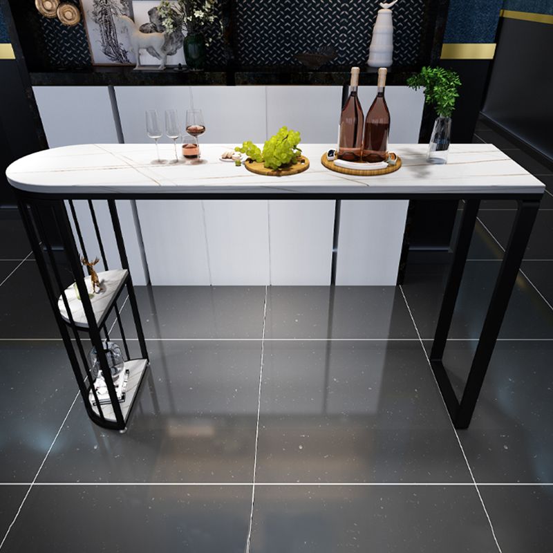 Modern Black and White Event and Cocktail Table Marble Storage Counter Table