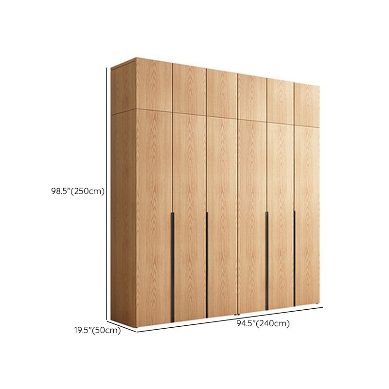Contemporary Freestanding Natural Wardrobe Oak Solid Wood Wardrobe with Shelves