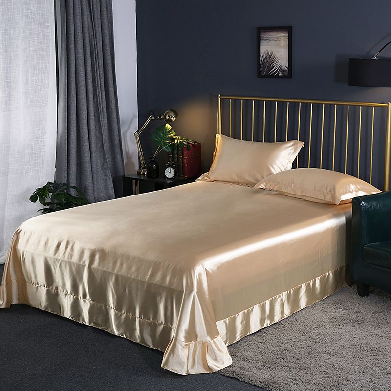 Bed Sheet Solid Color Sateen Weave Soft Breathable Bed Sheet