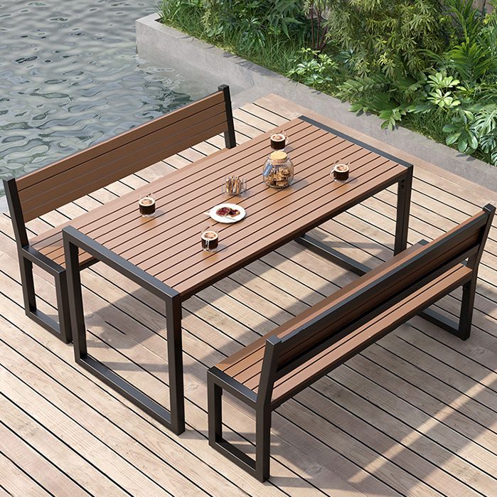 Rectangular Modern Picnic Table 1/3 Pieces Reclaimed Wood Dining Picnic Table