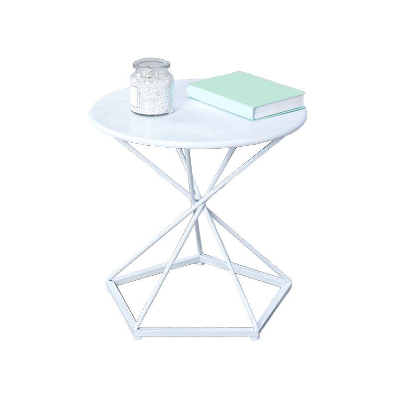 Mid-Century 19.6" Tall Round Top Side Table Metal Frame End Table